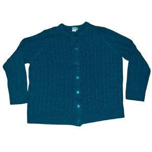 Sara Morgan Acrylic Emerald Green Cable Womens Knit Cardigan Plus Size XXL